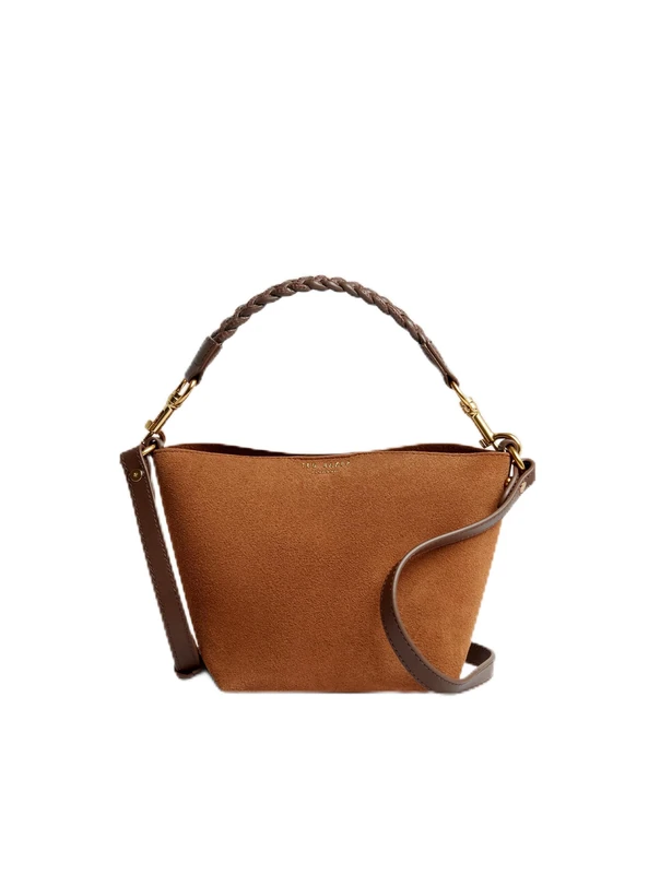Ted Baker Women's S283964TANO/S Weave Handle Suede Small Bucket Bag, TAN