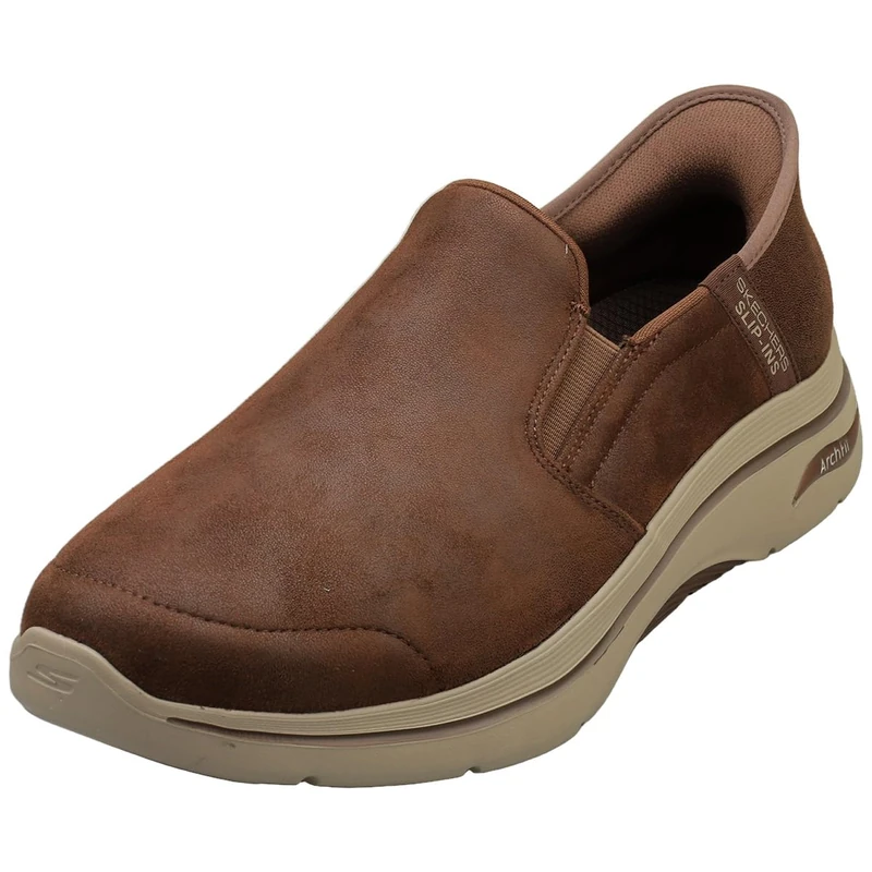 Skechers Men's GO Walk Arch FIT 2.0 Quest Trainers, Brown Textile/Trim, 10 UK