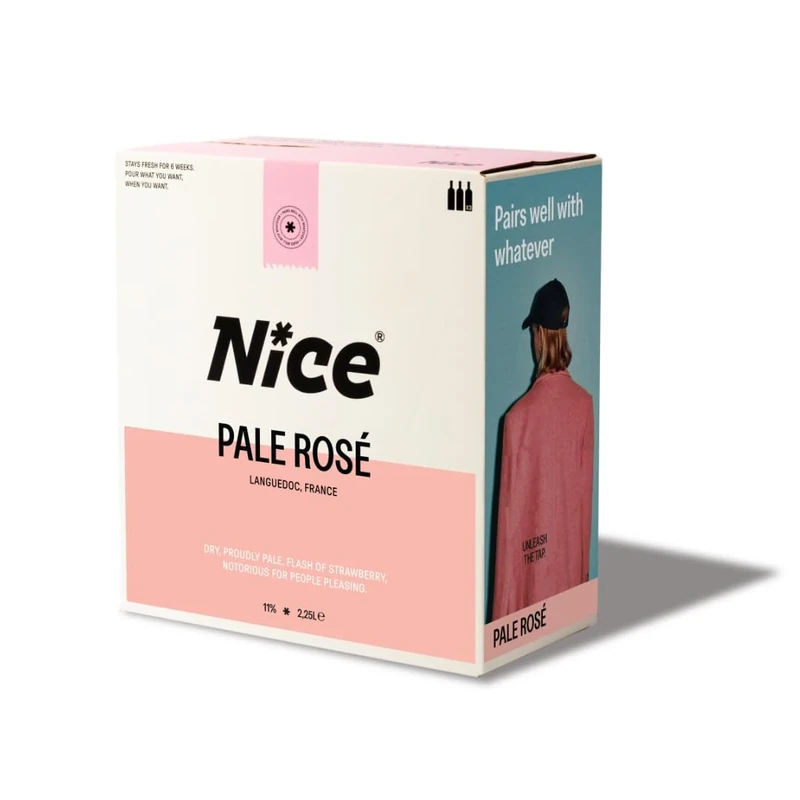 NICE Pale Rosé | Wine in a Box | Dry, Pale, French Rosé from Languedoc, Hint of Strawberry | 1 x 2.25L Boxed Wine (Pack of 6)