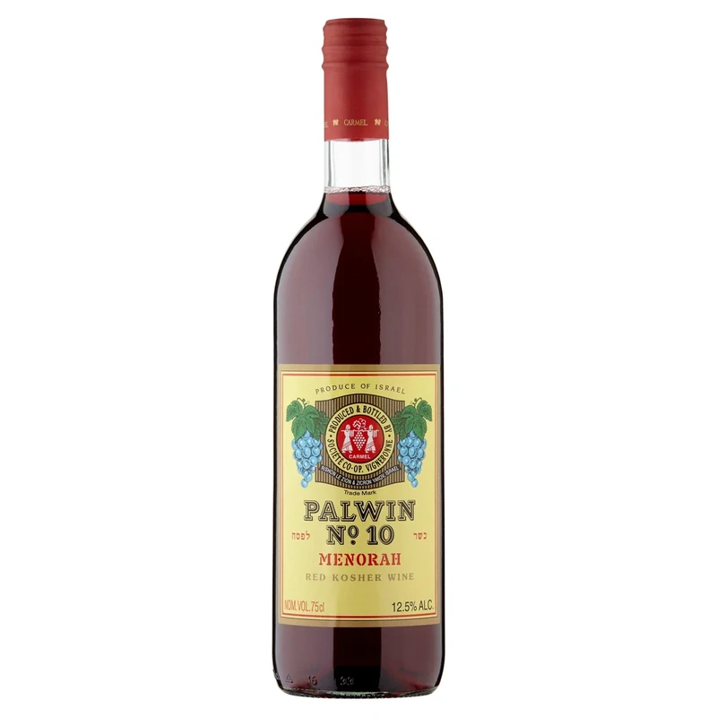 Carmel Palwin No.10 Menorah - Sweet Red Dessert Wine - 750ml (Pack of 6)
