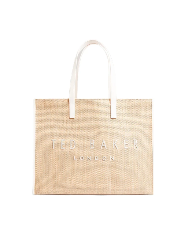 Ted Baker Women's S284036IVORYO/S Faux Raffia Large Icon Bag, Ivory