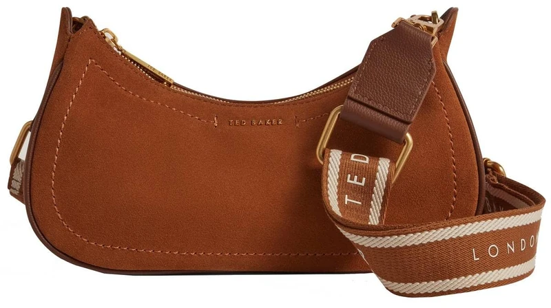 Ted Baker Women's S284116BROWNO/S Webbing Small Suede Shoulder Bag, Brown