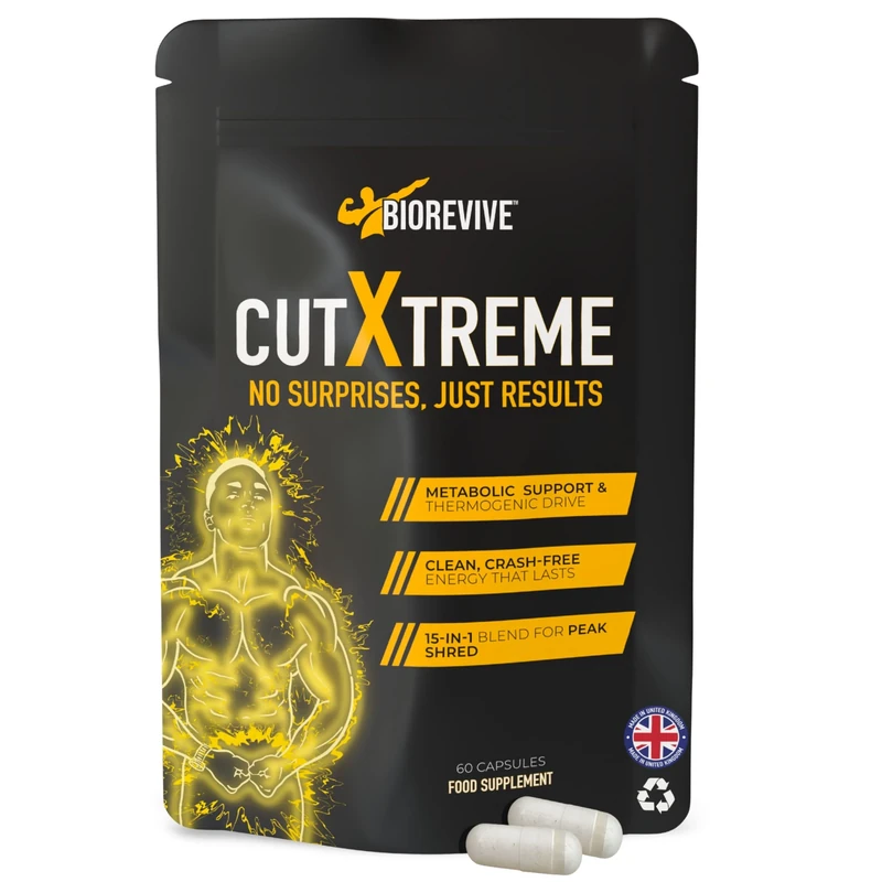 BioRevive Cut Xtreme – Vegan 780mg Capsules with L-Carnitine, Green Tea, B Vitamins & Caffeine for Energy, Focus & Wellness Support | Pre-Workout & Daily Performance Supplement