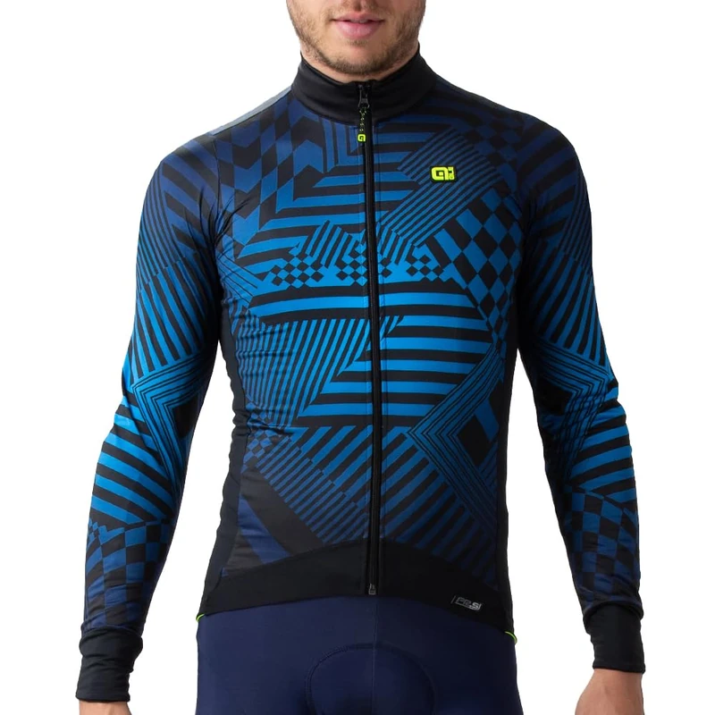 Alé Men's PR-S Checker Long Sleeve Cyling Jersey, Blue, XXL