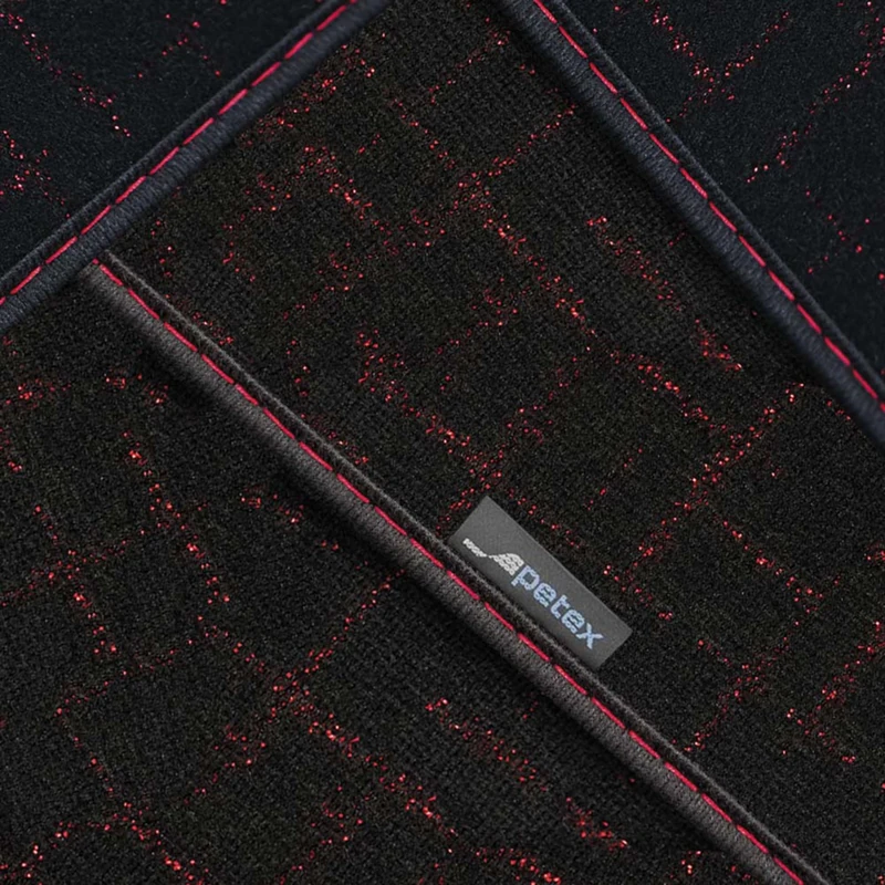 PETEX Car Floor Mats Fit for Mazda CX-80 from 04/2024 6-7 Seater Front and 1 Row of Seats, Car Mat Set in Velour - Modern Red, 4-Piece