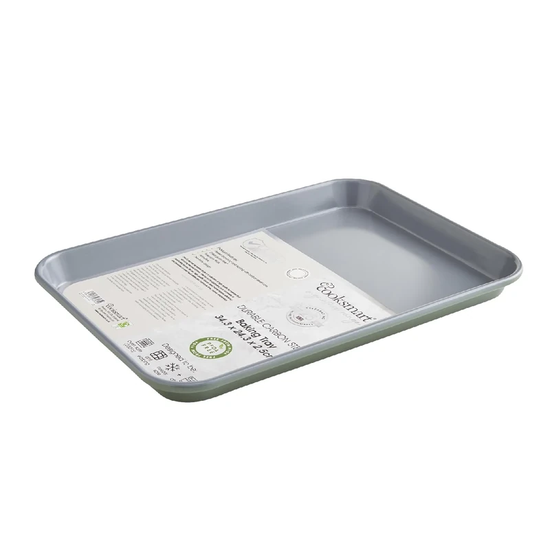 Cooksmart Signature Baking Tray 34cm – Carbon Steel | PFOA-Free Non-Stick Coating | Oven Compatible | Dishwasher Safe | Elegant Green Finish | Ideal for Baking & Roasting