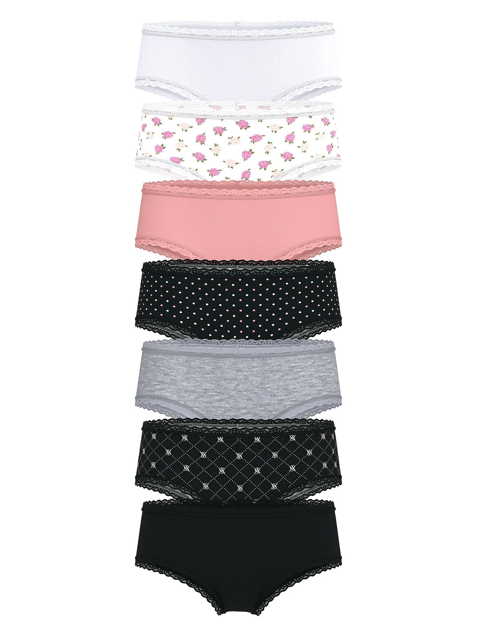 Victoria's Secret Women's Lace & Cotton Cheeky Underwear, Minimal Coverage Panties for Women, Multi Pack (XS-XXL), Solids & Prints Mix, XL