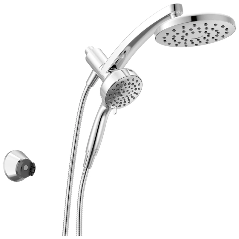 Delta 6-Setting PivotPro 3-in-1 Combination Shower Head with ProClean Spray, Chrome Round Shower Head Rainfall with Handheld Spray, 1.75 GPM, Chrome 75649