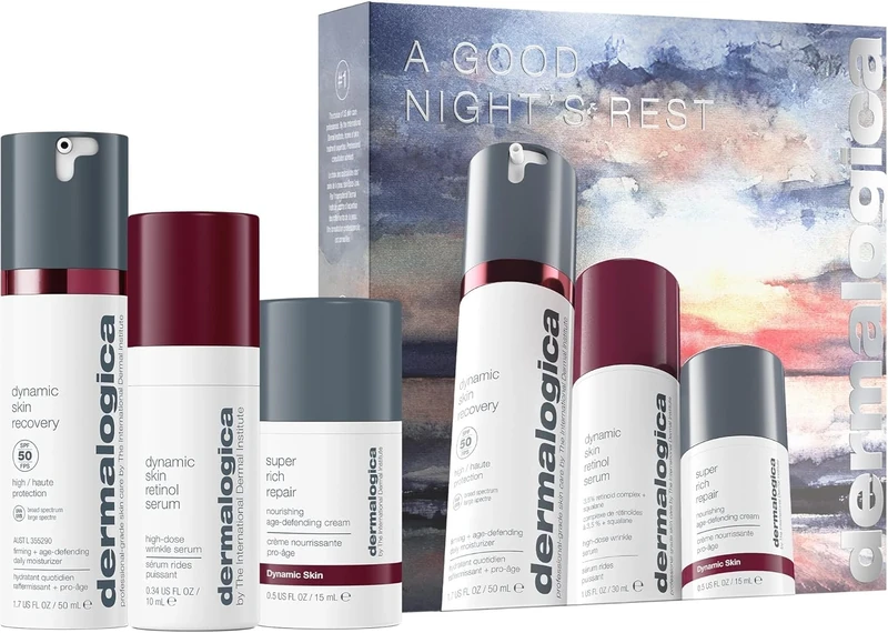 Dermalogica A Goodnights Rest Gift Set – Day to Night Skincare Routine Set, Includes SPF Moisturiser (50ml), Face Serum (30ml), and Deep Moisturiser (15ml)