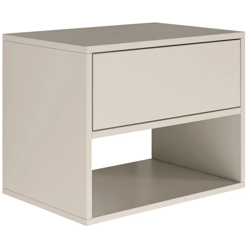 Selsey Bedside Table Hanging Floating Cashmere Colour 50 W x 36 D x 40 H cm Bedside Cabinet with Drawer in Minimalist Push-to-Open Scandinavian Space Saving Wall Mounting Frame