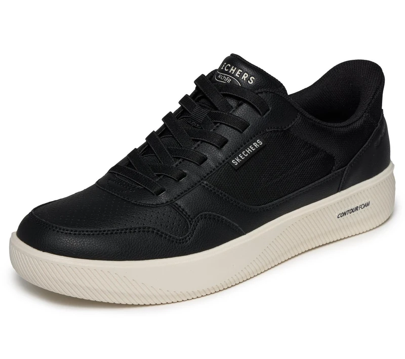 Skechers Men's Arch Fit Court Break Komfortabel Slip-in Trainers, Black Duraleather/Mesh, 9 UK