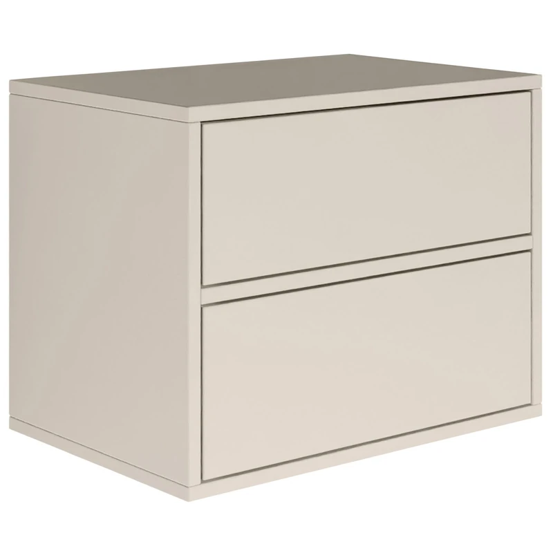 Selsey Bedside Table Hanging Floating Cashmere Colour 50 W x 36 D x 40 H cm Bedside Cabinet with Two Drawers in Minimalist Push-to-Open Scandinavian Space Saving Wall Mounting Frame
