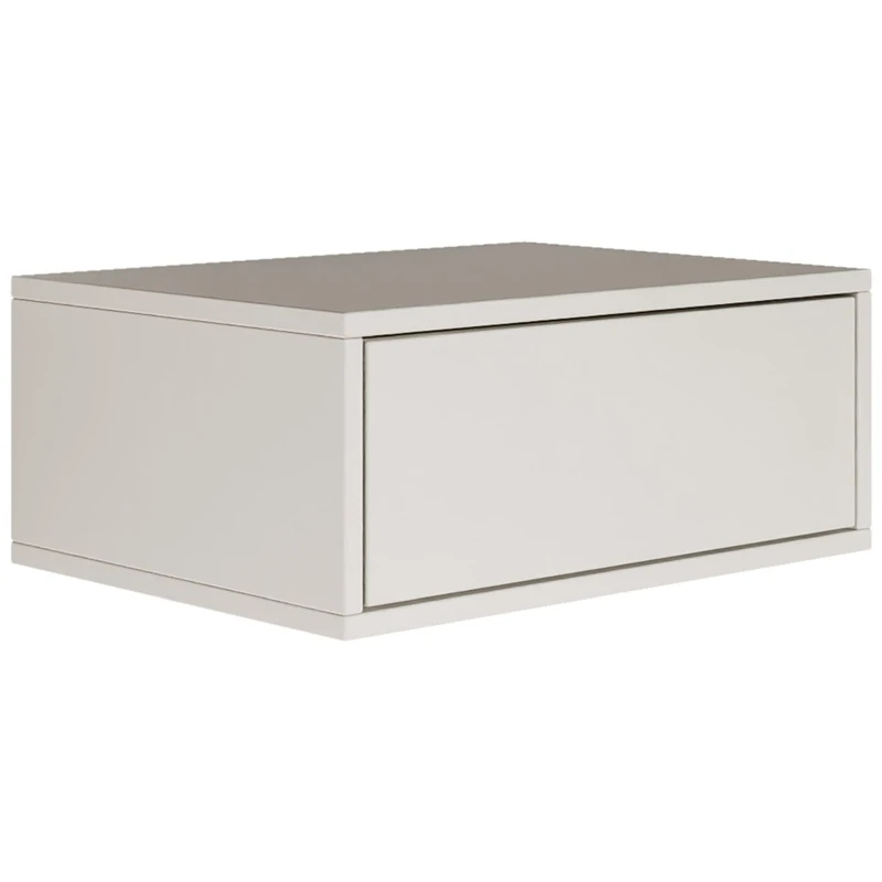 Selsey Bedside Table Hanging Floating White Colour 50 W x 36 D x 20.8 H cm Bedside Cabinet with Drawer in Minimalist Push-to-Open Scandinavian Space Saving Wall Mounting Frame