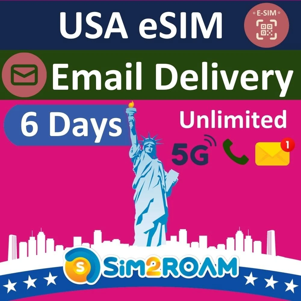 USA eSIM, compatible with T-Mobile Network | 6 Days Unlimited 5G Data in USA (incl. Hawaii) | Low-Speed Data in Canada & Mexico | Unlimited Calls & Texts | USA Native eSIM | Instant Email Delivery