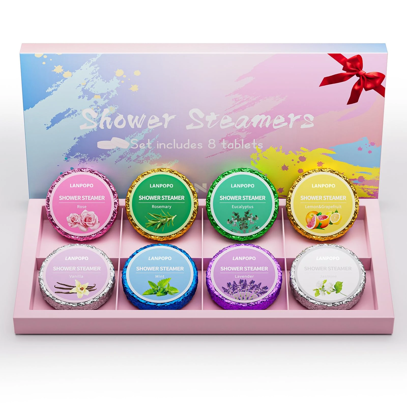 Shower Steamers Aromatherapy for Women and Men,8 Pack Pure Essential Oil Shower Bombs for Home Spa,Lingering Intense Aroma, Soothing Stress Relief,Body&Soul Relaxing Bath Bombs Purple