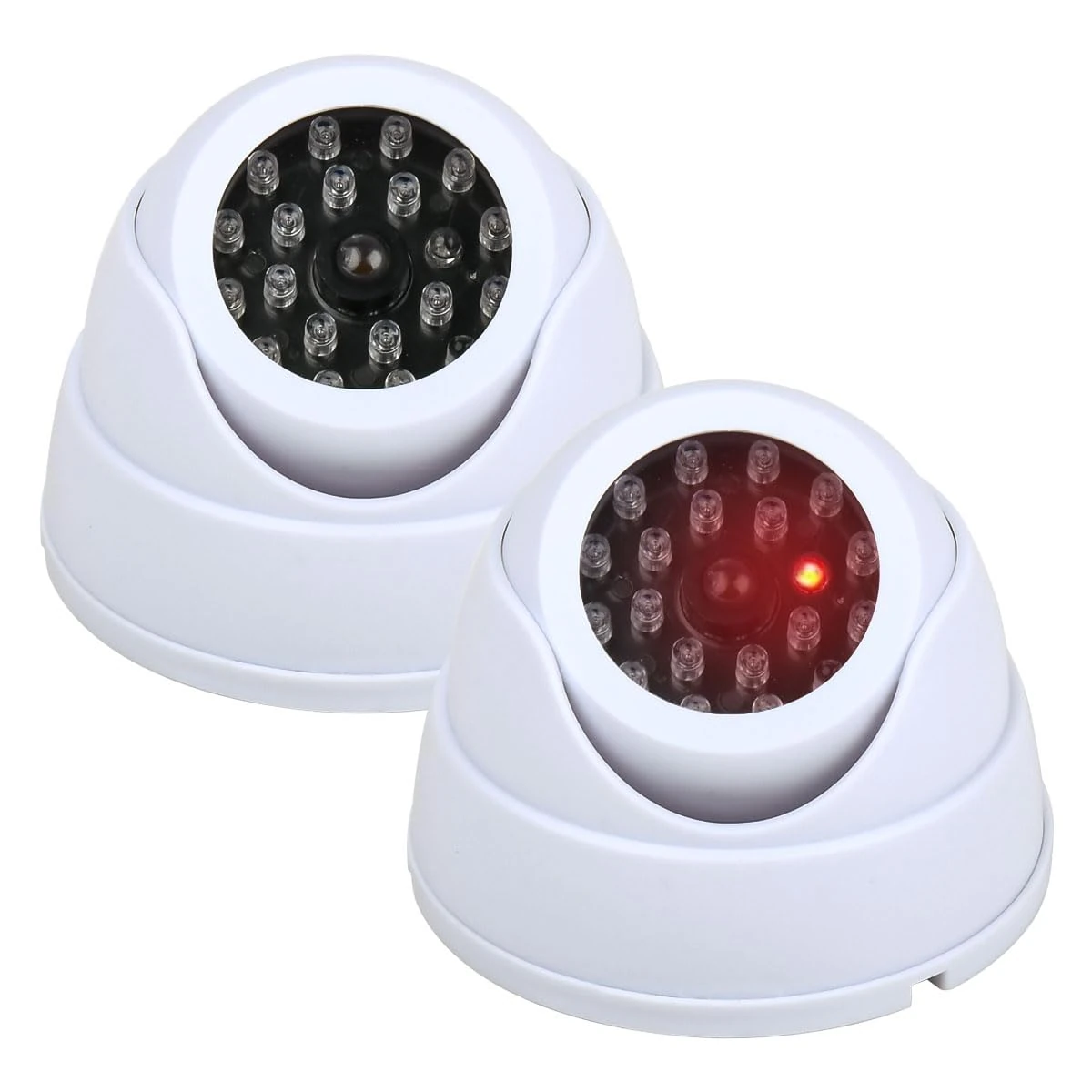 Dummy Cameras Fake CCTV 2PCS, White Dome Dummy Fake Security CCTV Camera Simulation Monitor with Flashing LED Light, Dummy CCTV Camera Outdoor Indoor, Dummy Fake Camera Waterproof with 2 Signs+Screws