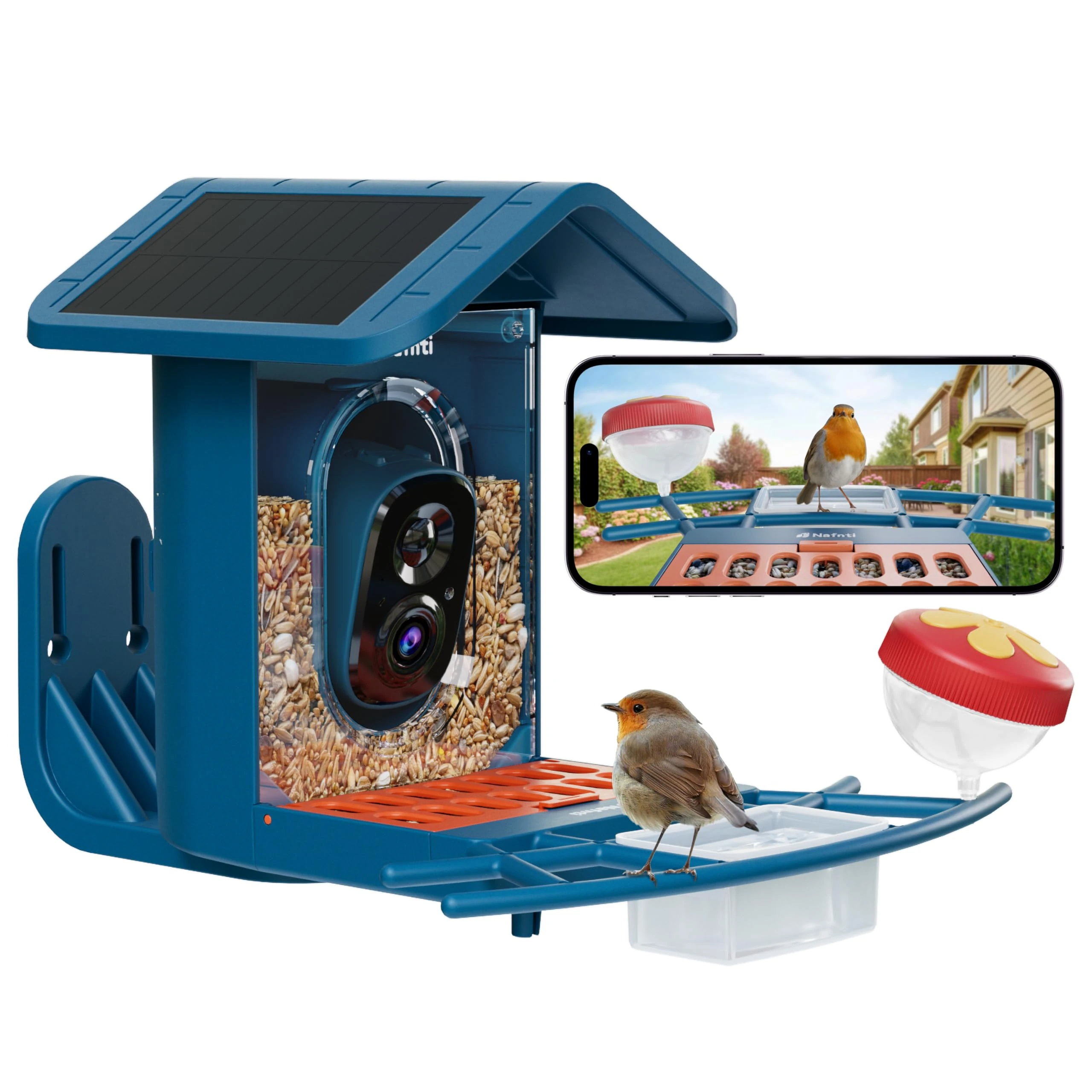 Bird Feeder Camera, 2K HD Bird Watching Camera with Solar Powered, AI Identify Birds, 2.4GHz/5GHz, Squirrel Proof, Bird Feeding Stations for the Garden
