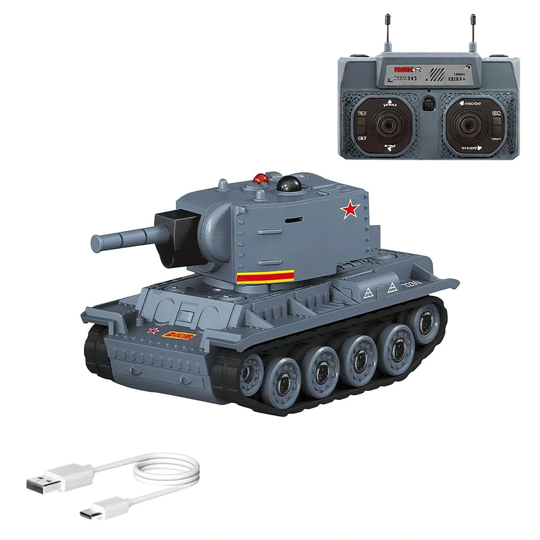 ToyGhillied RC Tank Model, 1/64 Scale 2.4G Mini RC Battle Crawler Model with Infrared Combat Mode, Rotating Turret and Track Drive (Grey)