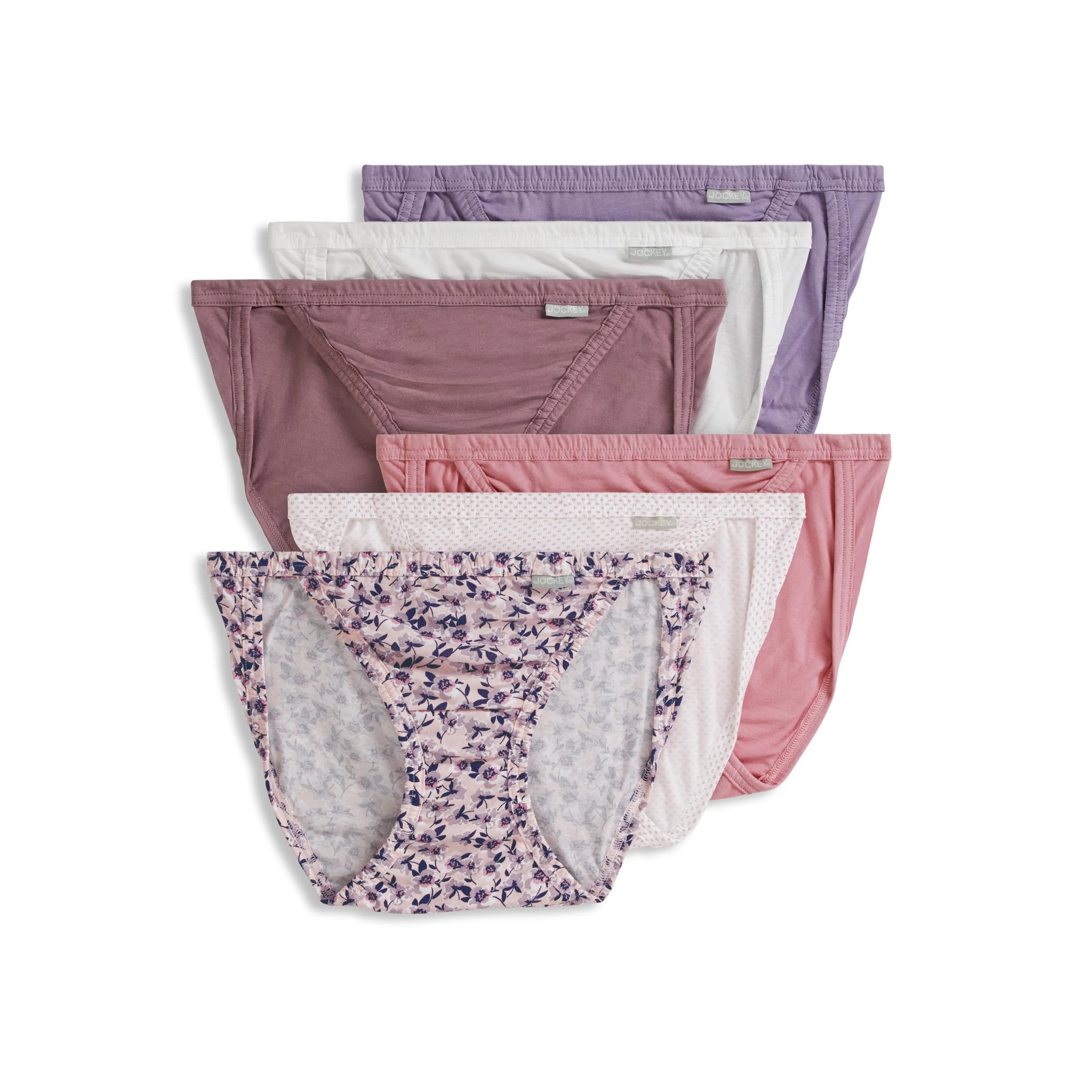 Jockey Women's Underwear Elance String Bikini - 6 Pack, Cosmetic Pink, 6