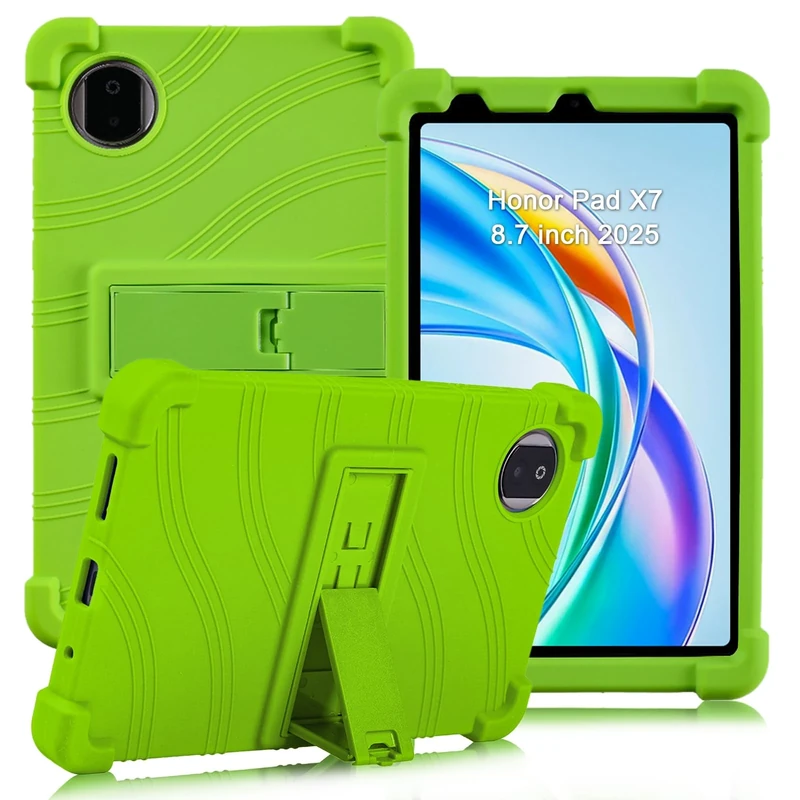 ATOOZ for Honor Pad X7 Case 8.7 Inch 2025,Soft Silicone Case for Huawei Honor Pad X7 Tablet Kids with Adjustable Bracket (Green)
