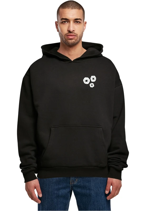 Mister Tee Men's Bold Flowers Heavy Cotton Box Hoody - Oversize Cotton Hoodie in Casual Streetwear Look with Front and Back Print for Everyday and Leisure