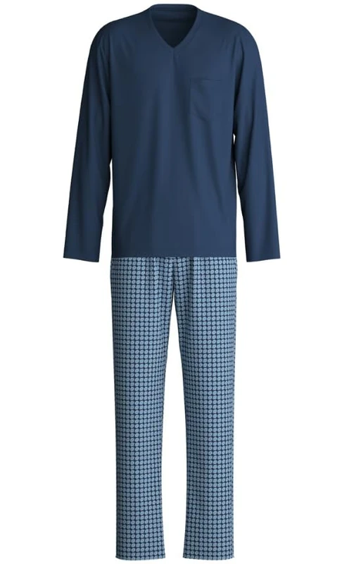 CALIDA Men's Relax Streamline Pajama Set, Blue (Insignia Blue), 46-48