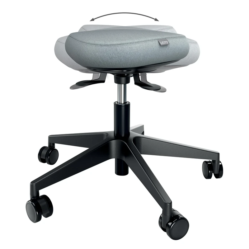 Leitz Ergo Active Height Adjustable (47-60cm) Wobble Stool On Wheels - Dual Density Foam Seat Cushion, Ergonomic Saddle Stool for Home, Office, Professionals and Hobbyists, Ergo Range, Black, 65770095