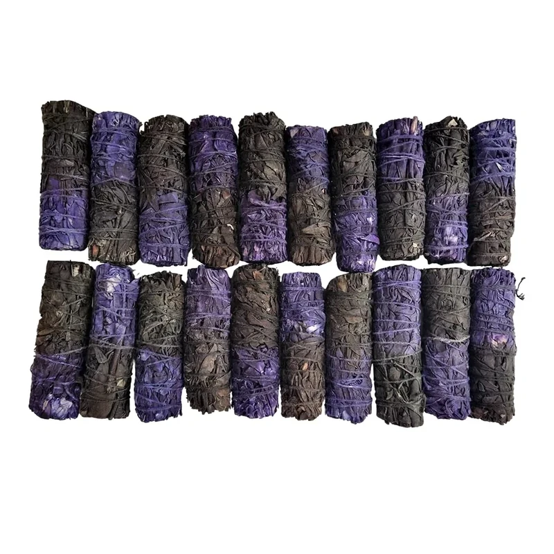 VIE Smudge Stick, Reversible Sage Purple & Black, Protection & Power 4", Pack of 20