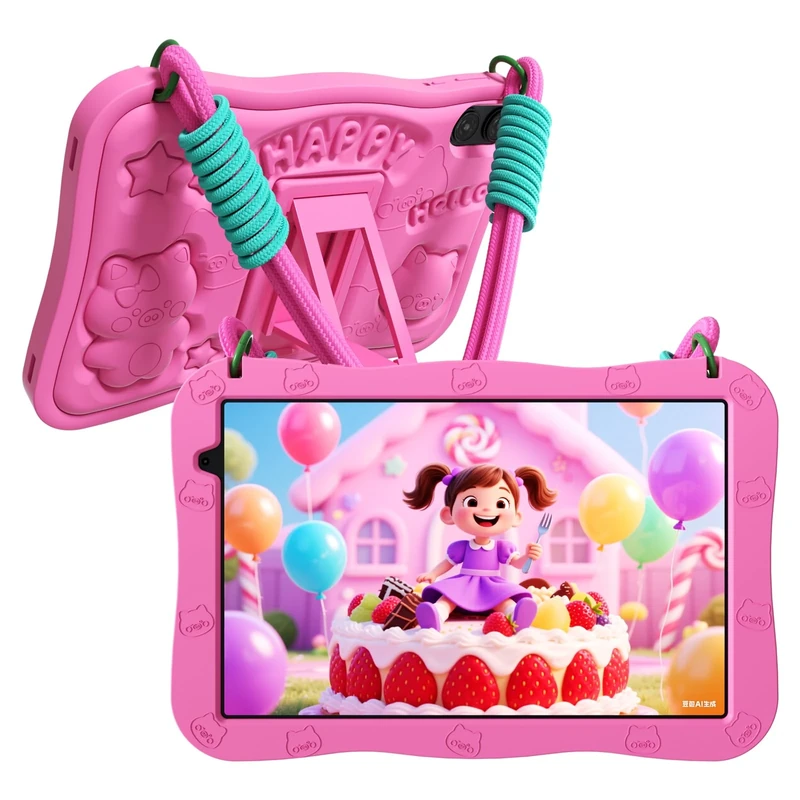 VASOUN 10" Kids Tablet Pink - 32GB 5-Core 6000mAh Battery Android 15