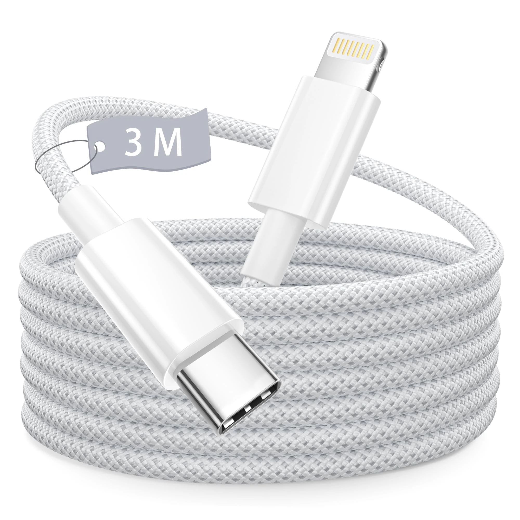 USB C to Lightning Cable 3M, [MFi Certified] iPhone Cable Fast Charging Nylon Braided Type C Lightning cable Fast Charging iPhone Charger cable Lead Cord for Apple iphone 14 13 12 11 Pro X 8 7 6, iPad