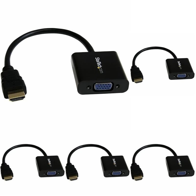 StarTech.com 1080p 60Hz HDMI to VGA High Speed Display Adapter - Active HDMI to VGA (Male to Female) Video Converter for Laptop/PC/Monitor (HD2VGAE2), Black (Pack of 5)