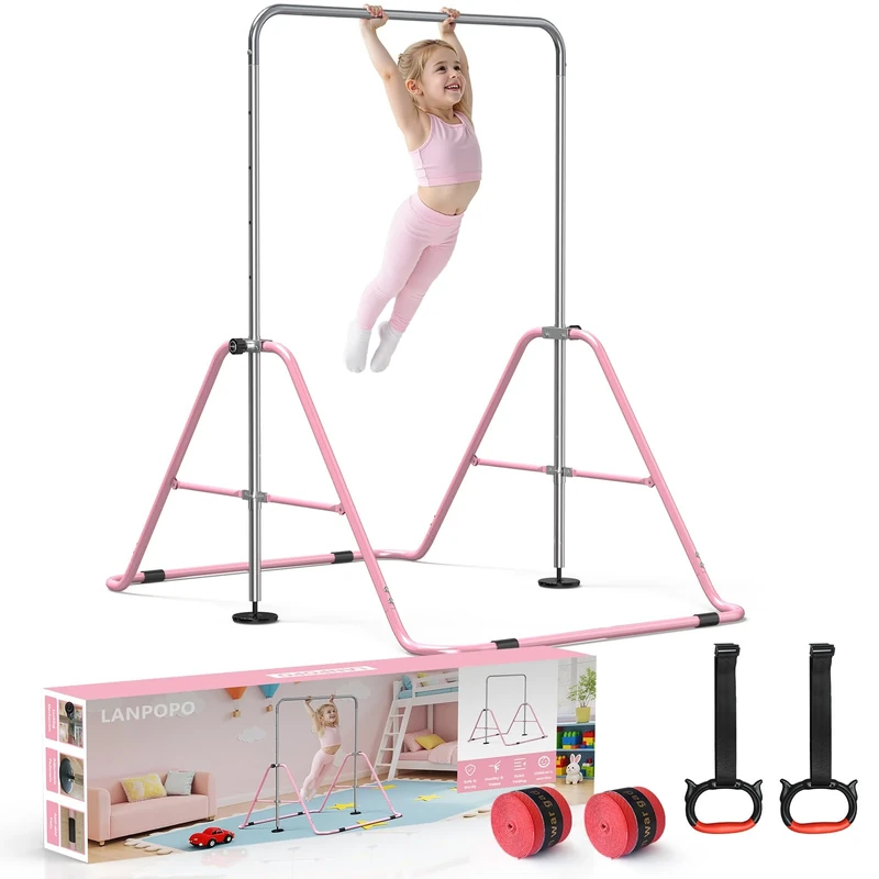 LANPOPO Foldable Gymnastics Bar with Elegant Gift Box Design, for Aged 5-12 Kids,Heavy-Duty Steel Design,Sturdy and Safe Gymnastics Training Bar,Space-Saving&Stable Gym Equipment for Holidays