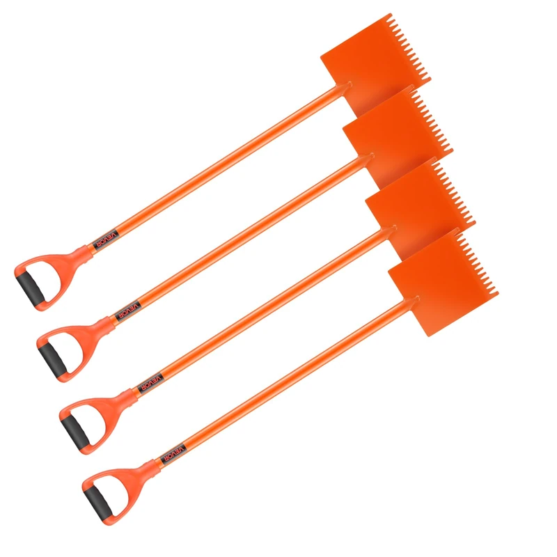 VEVOR Shingle Shovel 4 Pack, D-Grip Handle Shingle Roof Ripper, High Hardness 45# Steel & Lightweight Easy Tearing Off Roofing & Nails Tool, ideal for Commercial and Residential Use,Orange