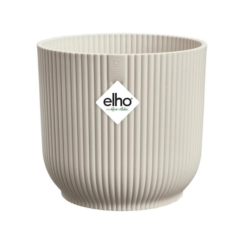 elho Vibes Fold Round 47 - Large Flower Pot from 100% Recycled Plastic - Indoor Plant Pot - Ø 47 x H 43.6 cm - White/Linen White