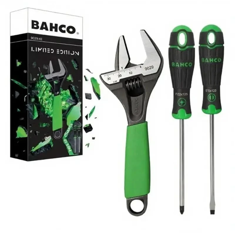 Bahco 9029-XE Green Ergo Adjustable Wrench 6" - Jaw + 2 Screwdrivers