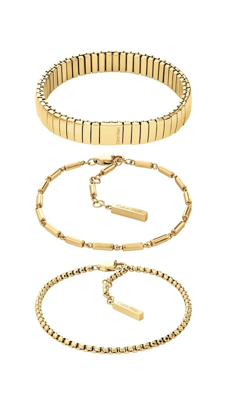 Calvin Klein Women's CK STACKED Collection Set of 3 Bracelets In Stainless Steel with Yellow Gold Plating - 35000838
