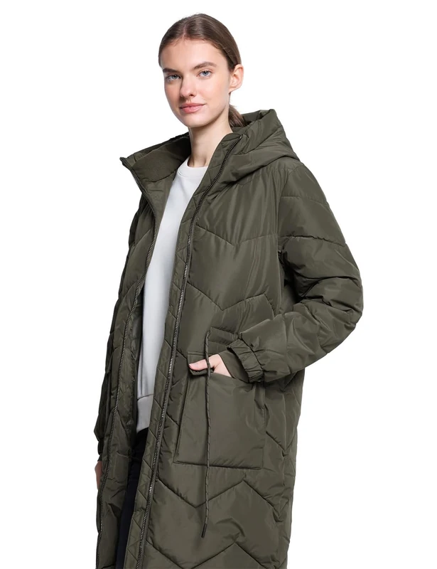Street One Studio Women's 2005455 Long Quilted Jacket, Beluga Green, 20