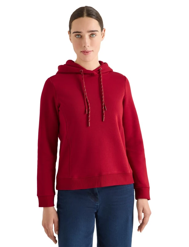Cecil Women's Hoodie with Embroidery, Beaujolais Red, XXL