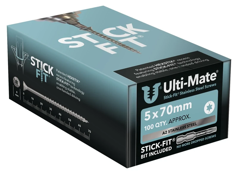 Ulti-Mate Stainless Steel Woodscrews - 5.0 x 70mm - Box 100 pcs