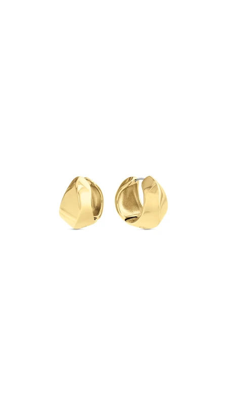 Calvin Klein Women's SCULPTED Collection Hoop Earrings In Stainless Steel with Yellow Gold Plating - 35000820