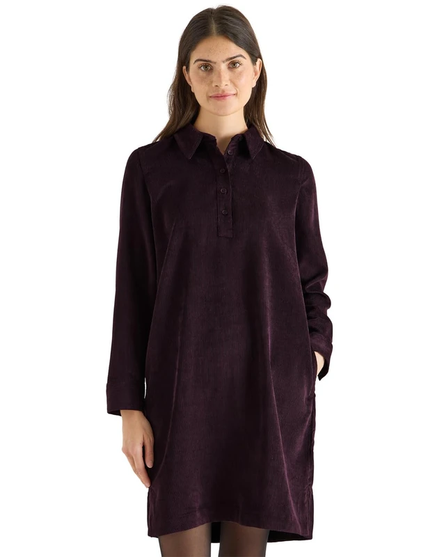 CECIL Corduroy Dress in Plain Colour Eggplant Red L - Image 1