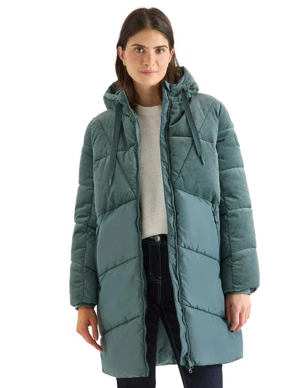 Cecil Women's 1005474 Puffer Coat with Cord Mix, Ice Hill Green, S