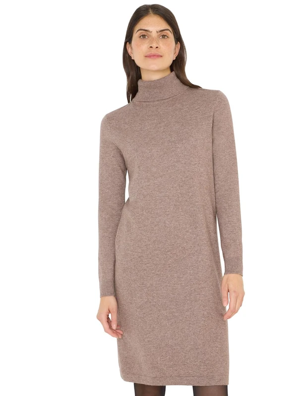 Cecil Women's 1409014 Cosy Turtleneck Dress, Chocolate Mousse Melange, XXL