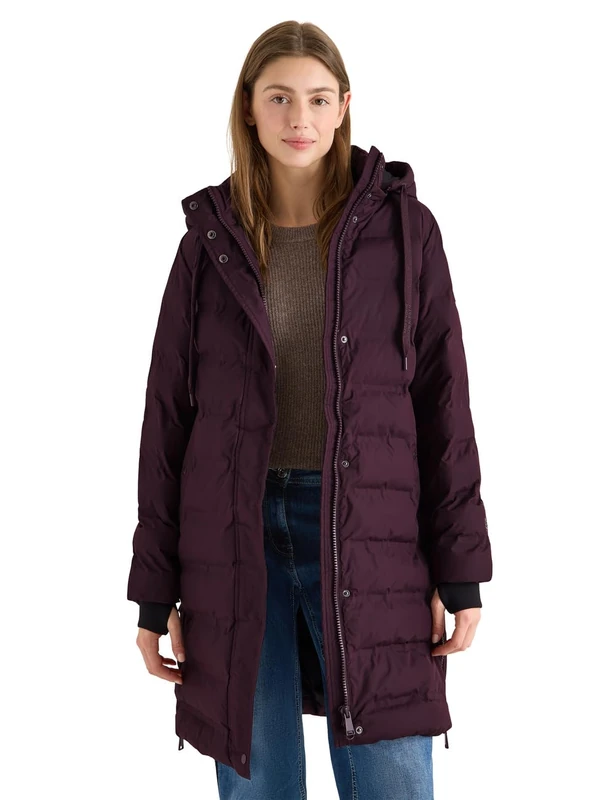 Cecil Women's Seamless Quilted Coat, Dark Plum, XL