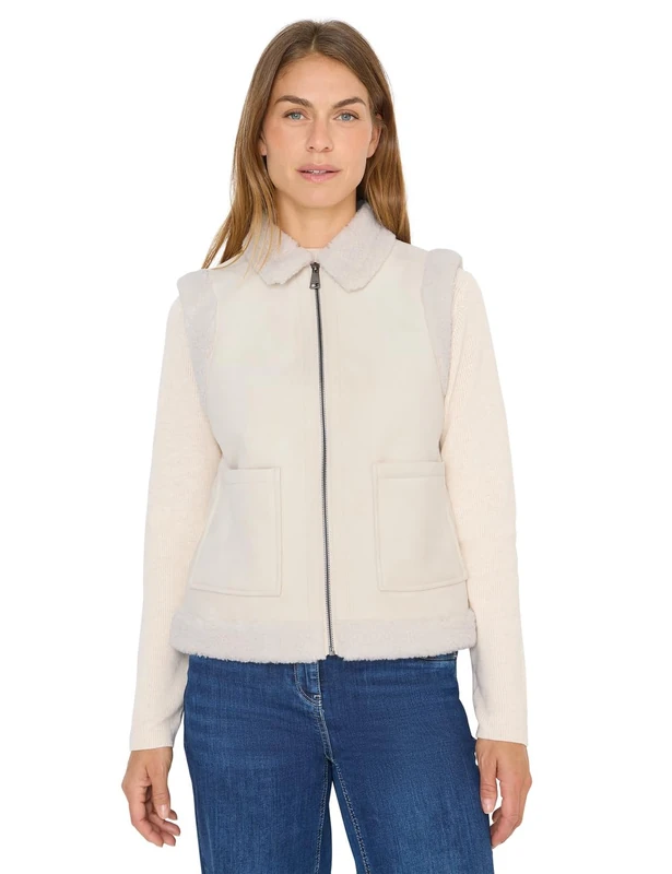 CECIL Velour Vest Light Greige XL - Image 1