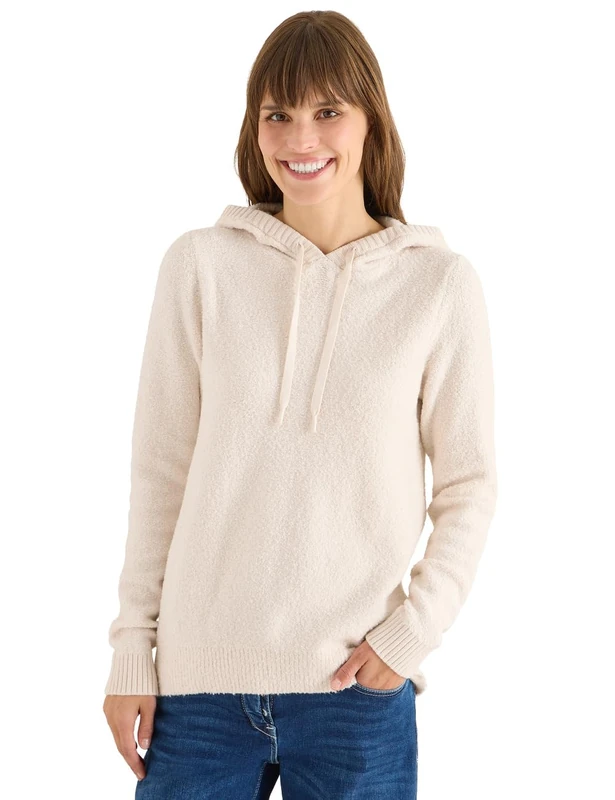 Cecil Women's 3017073 Soft bouclé Knitted Jumper, Light Greige, XXL