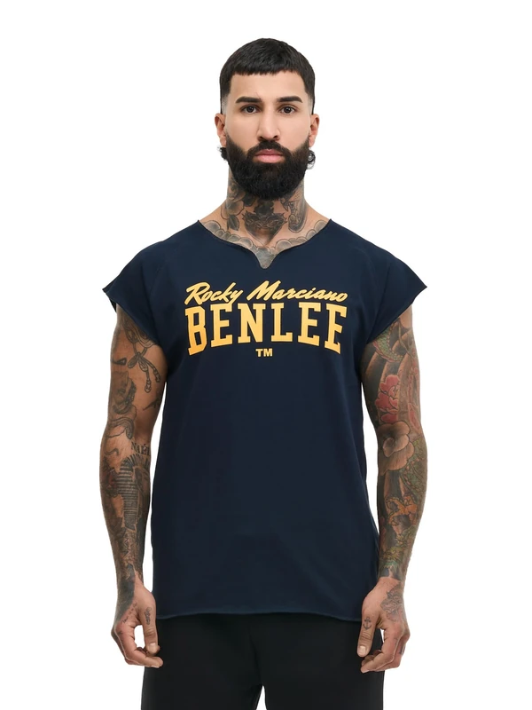 BENLEE Edwards Men's Regular Fit T-Shirt, Dark Navy/Yellow, XXL