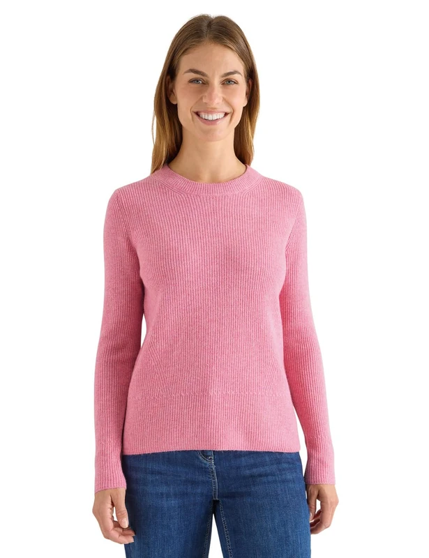 CECIL Dark Blossom Melange XXL Pullover with Textured Details - Image 1