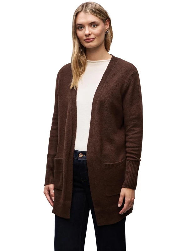 Street One Open Cardigan Dark Hazelnut Brown Mel. 40