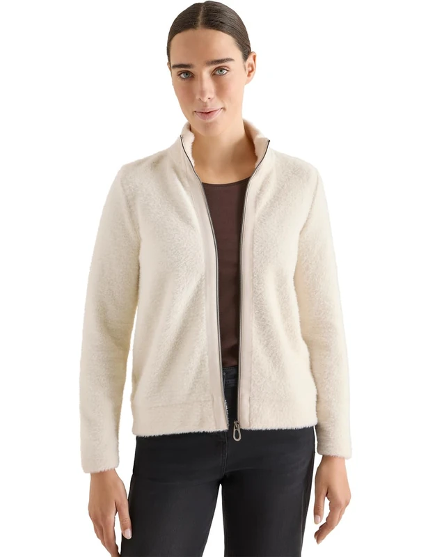Cecil Women's Feather Yarn Jacket, Light Greige, L - Image 1